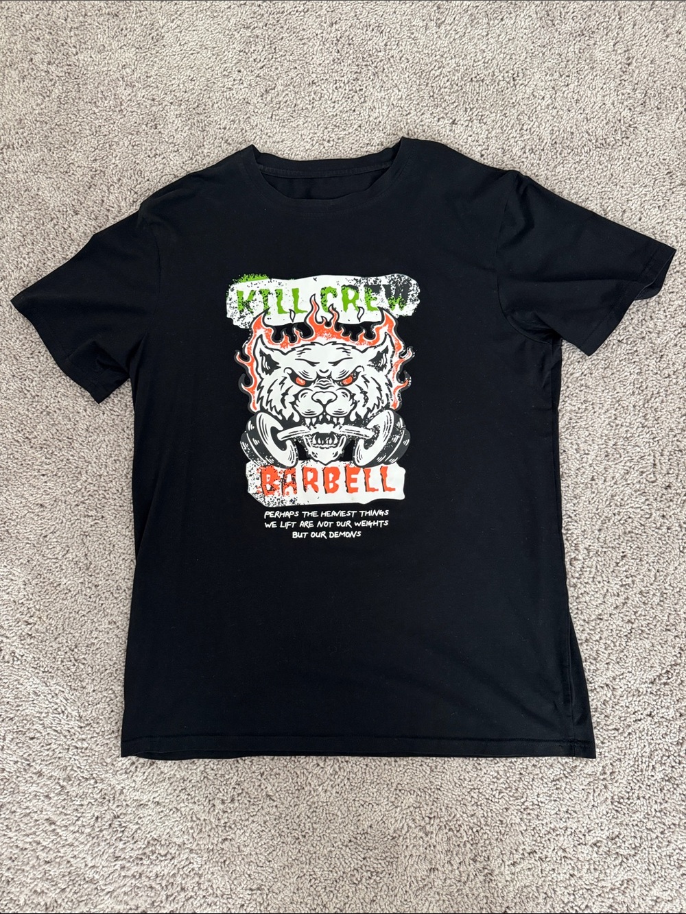 Kill Crew Black Tee with White, Red and Green Tiger Graphic